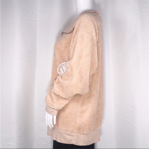 Gypsies & Moondust Peach Shearling Quarter Zip Jacket Size XL Super Soft - Picture 3 of 16